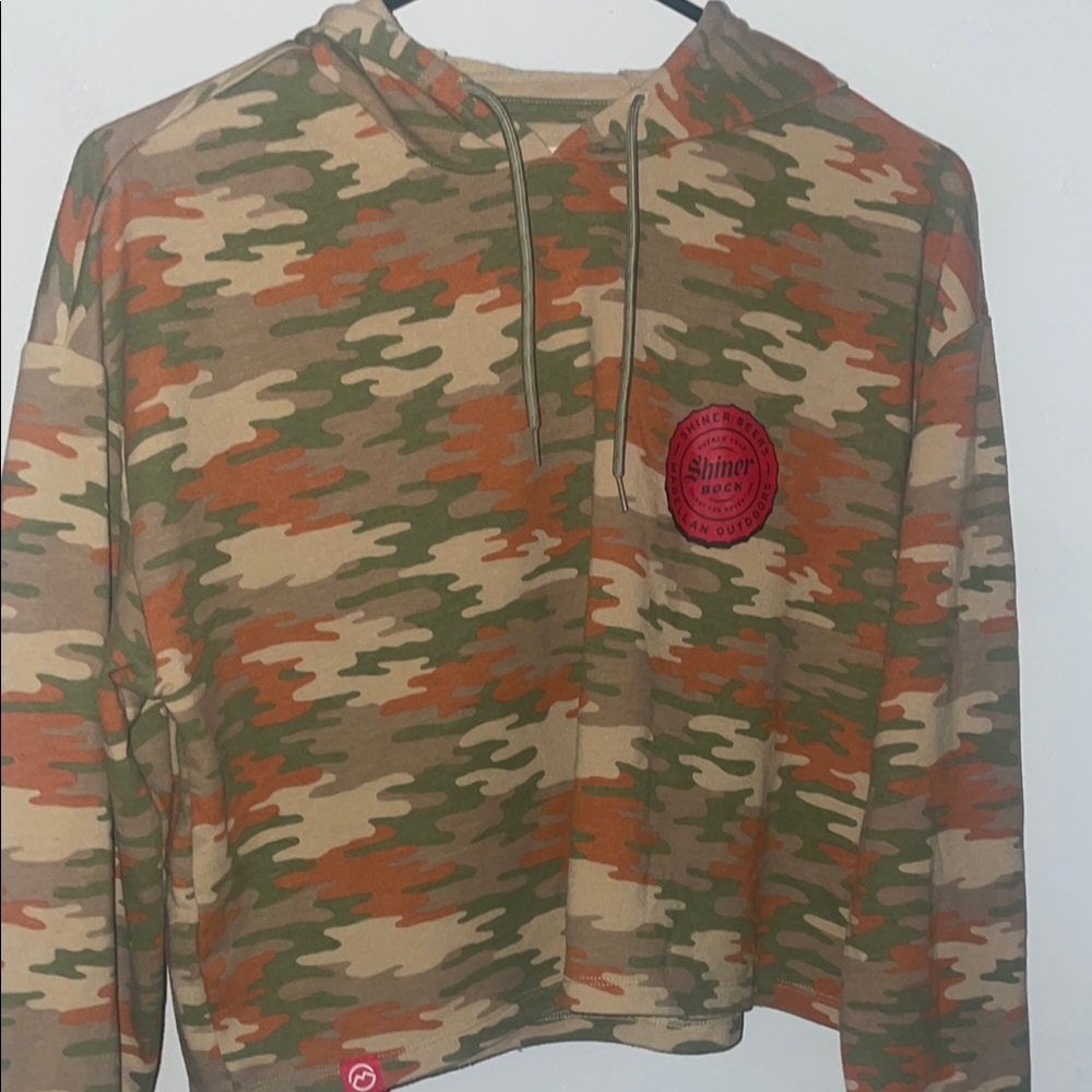 Camouflage Hoodie with Red Patch